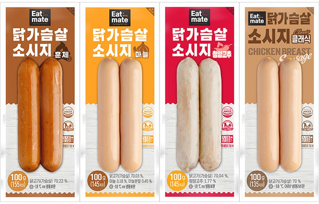 [랭킹닭컴] 잇메이트 닭가슴살 소시지 4종 혼합, 100g, 32개