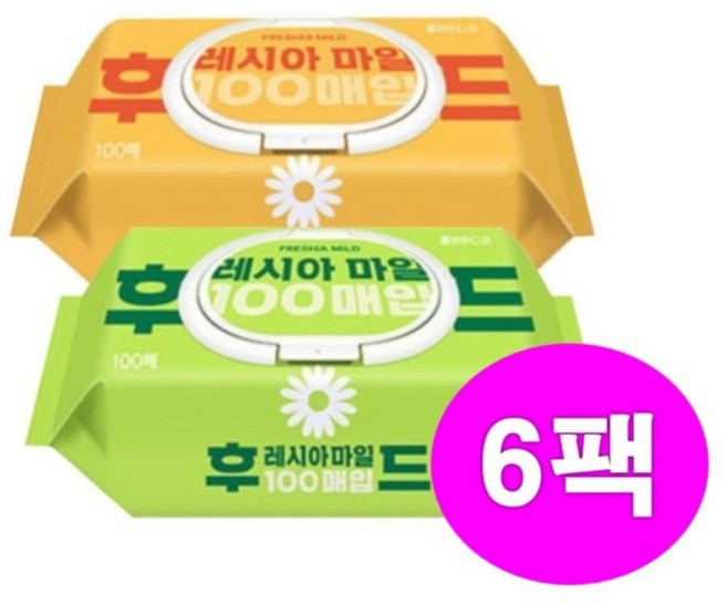 코디 후레시아 마일드 물티슈, 100매, 6개