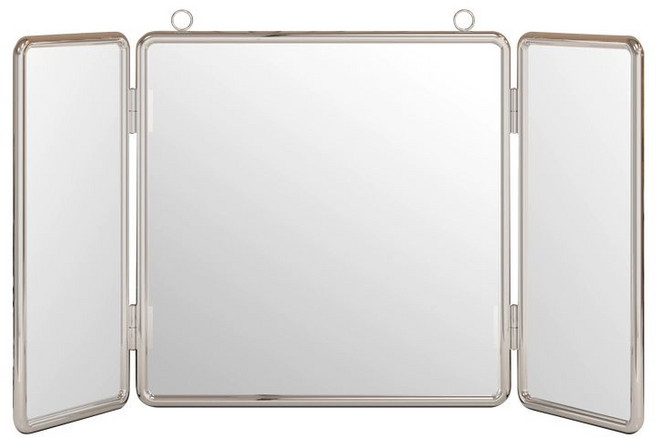 미니멀리스트 삼중 거울 빈티지 삼면경 거울 스테인레스 스틸 욕실 홈스테이 감성 레트로, B_삼면 거울 30x60