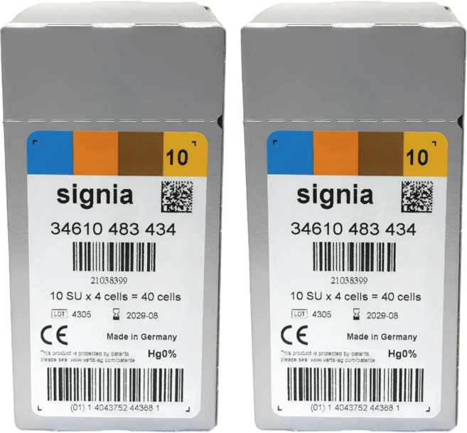 시그니아 보청기 배터리 10번 노란색 2박스 80알, 1세트