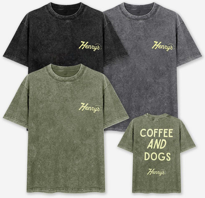 HOOT 남녀공용 헨리스 피그먼트 프린팅 반팔티 SD-250803 레트로 커플 면티 워싱 빈티지