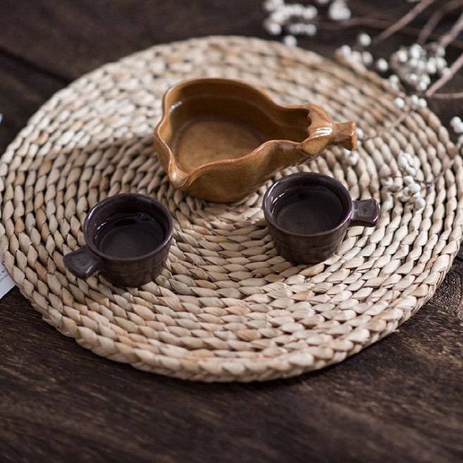 천연 인테리어 원형 라탄 냄비받침, 1개