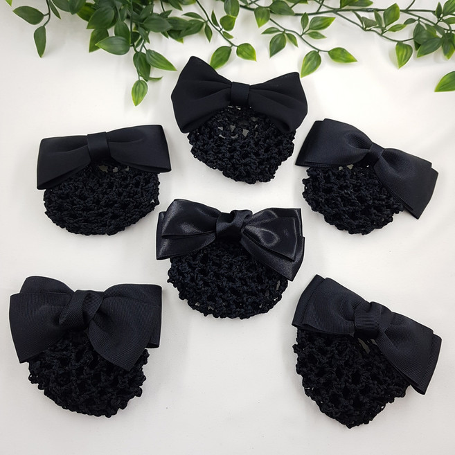 악세사리마켓 국내제작 심플 리본 간호사 승무원 면접 올림머리 발레 머리망 헤어망 6종류