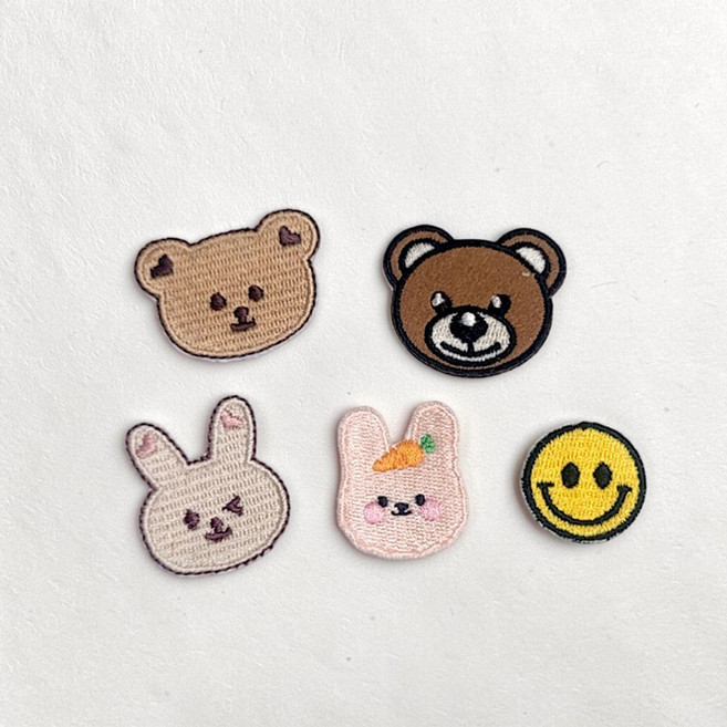 카라걸스 국내산 캐릭터 미니와펜 5종세트 자수 봉제용 와펜 리폼 패치