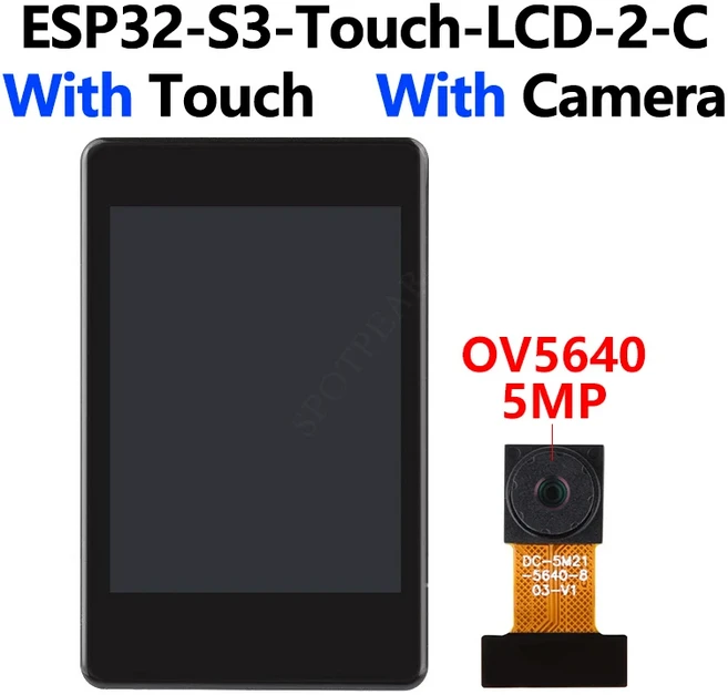 Waveshare ESP32S3 정전식 터치 디스플레이 IPS 240 × 카메라 옵션 와이파이 블루투스 개발 보드 지원, 06 With Touch-C-5MP