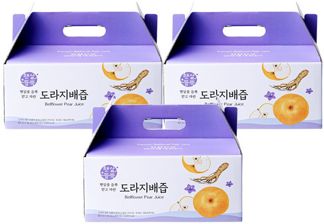 New 영주 햇살듬뿍 도라지배즙 (3세트)+6포 추가 증정, 90개, 80ml