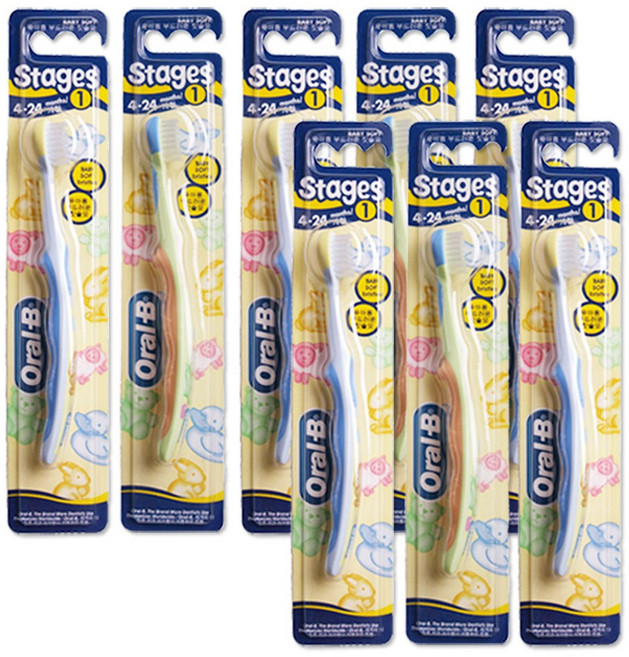 해호 오랄비 스테이지 칫솔 1단계(랜덤), 8개