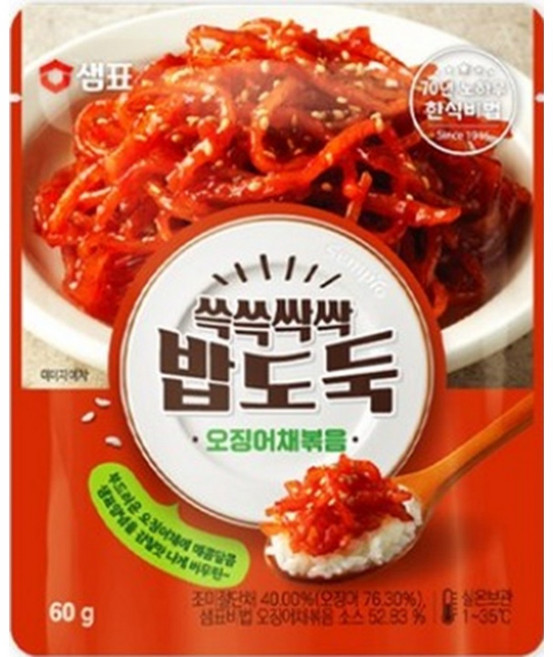 샘표 쓱쓱싹싹 밥도둑 오징어채볶음, 60g, 13개