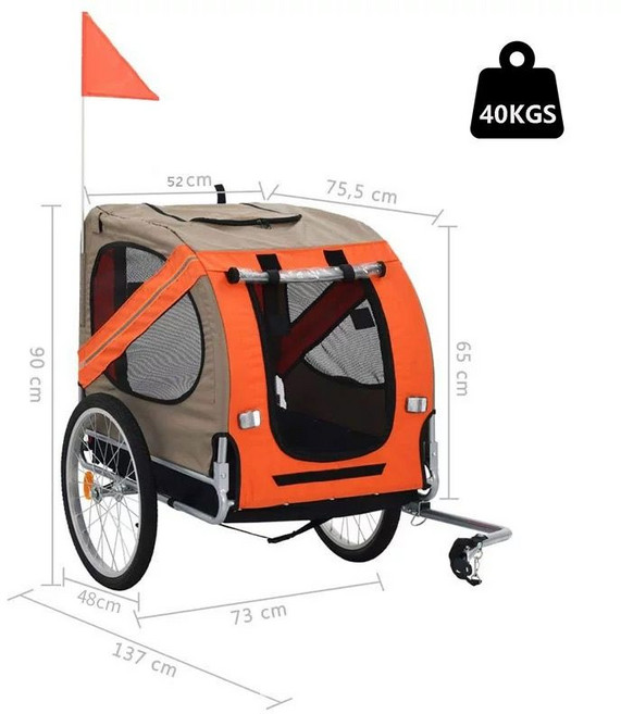 강아지 트레일러 애견 유모차 중형견 펫모차 소형견 산책 자전거 카트, E, 1개