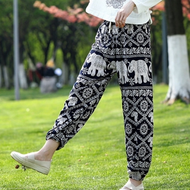 여자 밴딩 조거팬츠 태국 코끼리 바지 고무줄 바캉스 휴양지 할머니 몸빼 바지