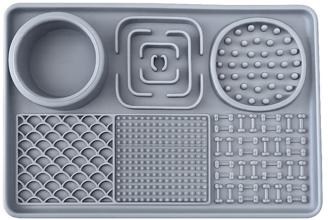 미믹펫 강아지 실리콘 하이브리드 급체방지 슬로우 식판, 1개, 파스텔그레이