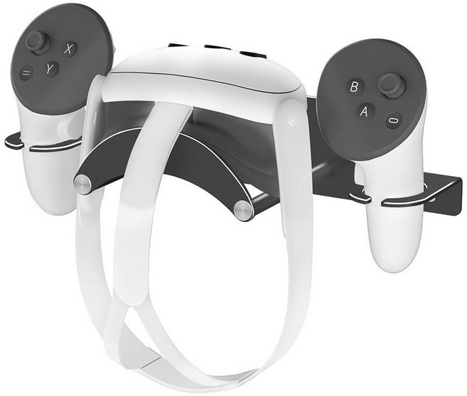 ANSHAWTIY VR 헤드셋 벽 마운트 보관 스탠드 후크 Meta Quest 3/Meta Quest 3S/Quest Pro/Quest 2 금속 VR 헤드셋 후크 보관 랙 홀더, 블랙