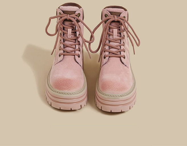 봄 가을 여성용 워커 부츠 빈티지 통굽 앵클 부츠 캐주얼 데일리 여자 부츠 XHR