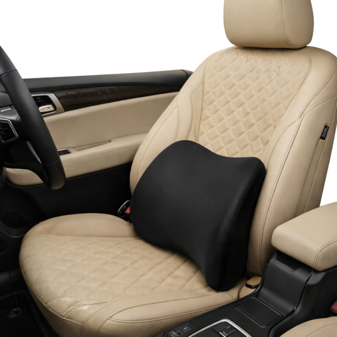 에브린 차량용 메모리폼 허리 등받이쿠션, 검정색, 1개