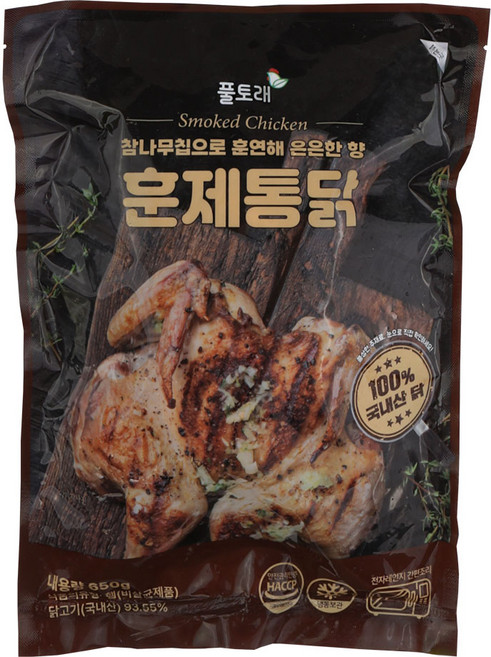 풀토래 냉동 참나무 훈연 훈제통닭, 1개, 650g