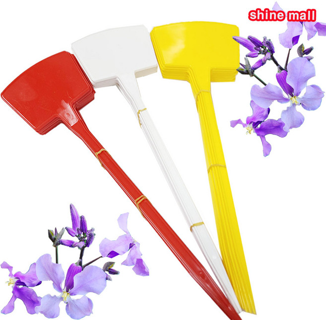 국내산 32cm 꺽임 대형 화분 이름표 10개(색상혼합 랜덤) 정원 텃밭 식물이름표