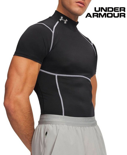 언더아머 남성 UA HeatGear 엘리트 컴프레션 모크 숏 슬리브 6015383-009 NAZ159
