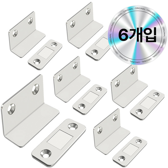 스톤락 무타공 문열림 방지 자석 도어캐치 6P, 1세트
