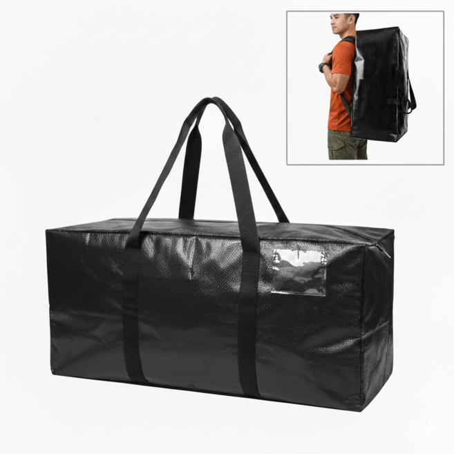 소미조이 대형 지퍼타포린백 캠핑가방, 블랙, 1개, 1단