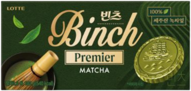 롯데웰푸드 빈츠 프리미어 말차 청수당 콜라보, 102g, 1개