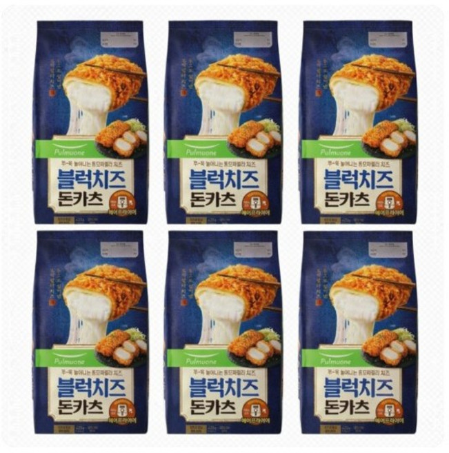 풀무원 블럭치즈 돈카츠 100% 모짜렐라치즈가 통으로 들어간 1+1 세트메뉴, 840g, 3세트