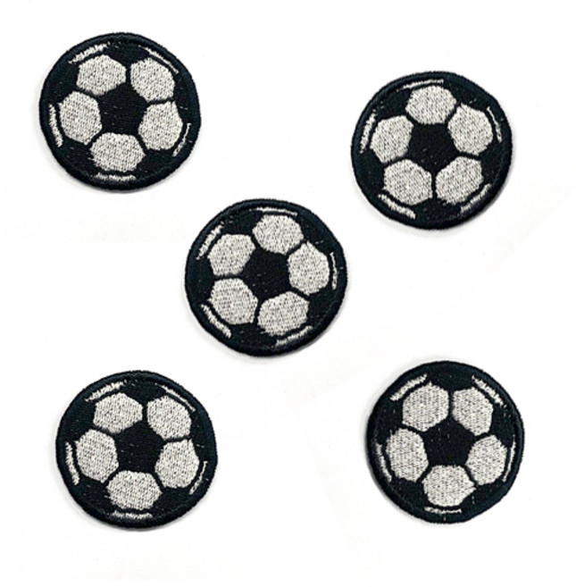 다리미로 붙이는 축구공 미니 열접착 자수 와펜 3.8 x 3.8cm 5개입, 혼합색상