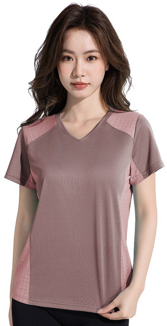 綾羅綢緞 V領多孔隙調節衣 台灣製 吸濕排汗 運動上衣 女上衣 短袖【R5502】