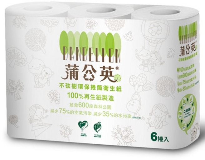 蒲公英 環保捲筒衛生紙 6捲入, 詳見包裝, 詳見包裝