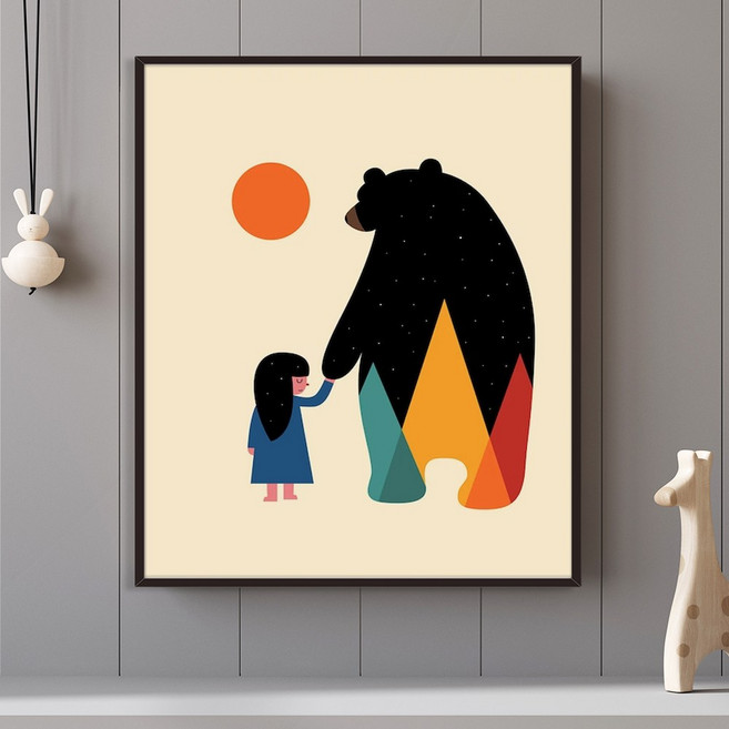 세잔느화실 아기방 홈 카페 인테리어 캔버스 메탈 그림액자 42종 03.밤하늘 별빛곰2, 01.밤하늘 별빛곰2, 26x21cm, 블랙액자