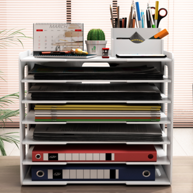 코믈리 데스크 오픈형 A4 서류 정리함, 가로형7단