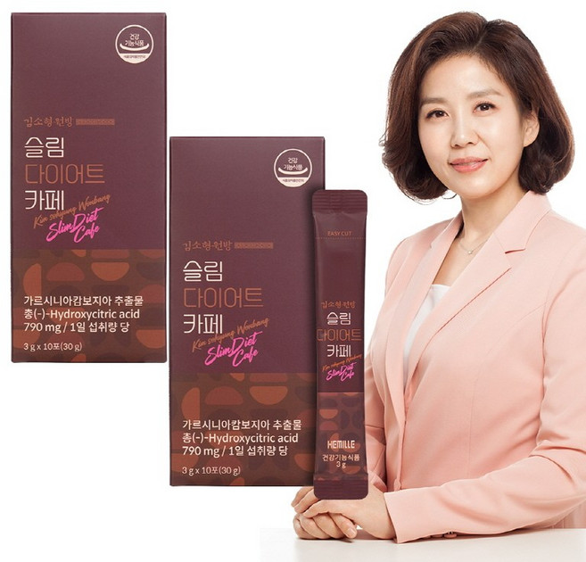 김소형원방 슬림 다이어트카페 가르시니아 체지방감소 디카페인커피 헤밀레스위트 올리브잎, 2세트