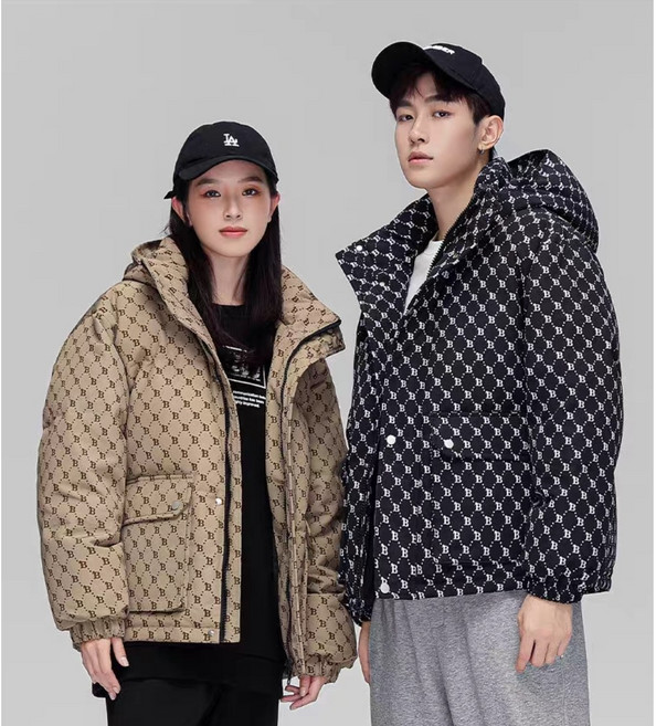 커플 다운 재킷 남성 겨울 짧은 분리형 후드 두꺼운 따뜻한 자수 NY 편지 90 오리 다운 재킷 여성용