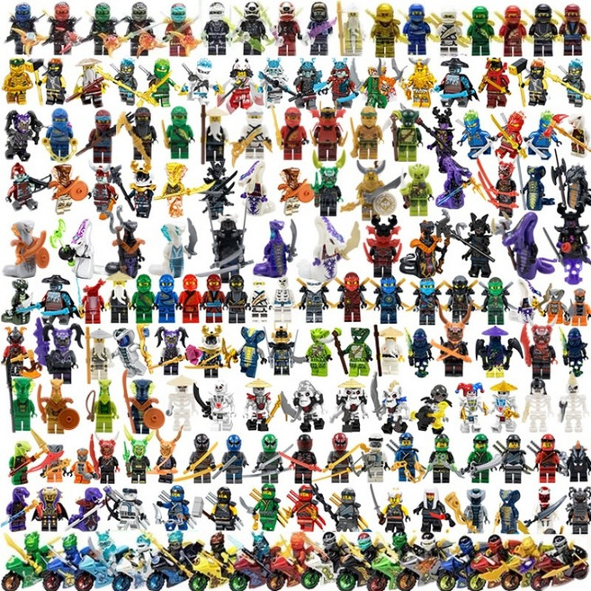 닌자고 미니 피규어 블럭 100개 오토바이 조립, 1개, 랜덤 닌자 60개