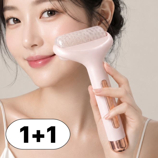 메일라 아이스 쿨링 페이스롤러 피부 열감 홍조 진정 마사지기 2개, 1세트, 프로스트 핑크