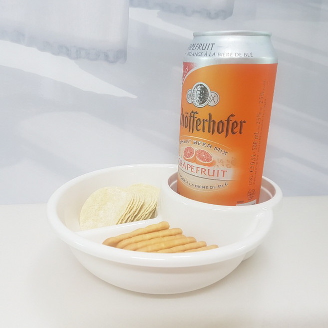 리블라썸 화이트 3칸 나눔접시-간식접시 혼술접시, 1개