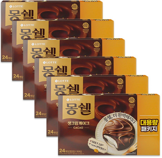 롯데제과 몽쉘 생크림 카카오 대용량 패키지 816g x6, 6개