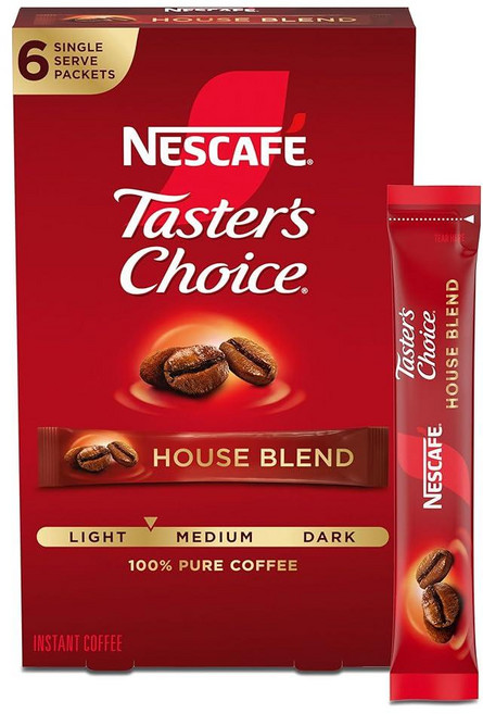 Nescafé Taster's Choice 인스턴트 커피 음료 헤이즐넛 패킷 16개 각 3g(0.1온스) - 2개, house blend, 0.11 Ounce (Pack of 6), 1개