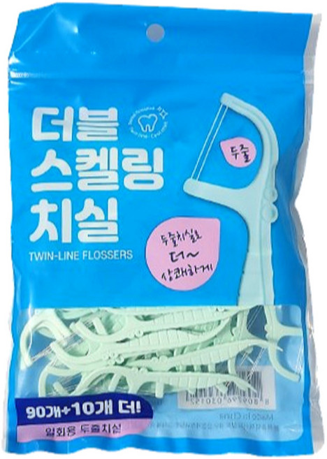 더블 스켈링 치실 일회용 두줄치실 100개입 민트향, 1세트, 200개입