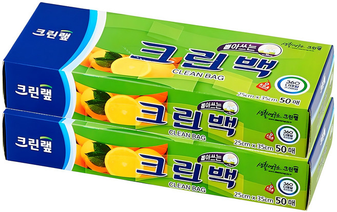 크린랩 크린백 25cm x 35cm, 중(M), 50개입, 2개