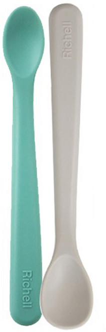 릿첼 실리콘 컬러 이유식스푼 2P세트(SM) 보관 케이스 포함 택1, 그린S+그레이M, 1개