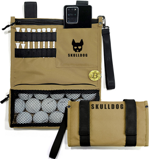 스컬독 골프 카트 파우치 카트걸이 가방 걸이형 소지품 가방 캐디용품 사이즈업, 베이지, 1개