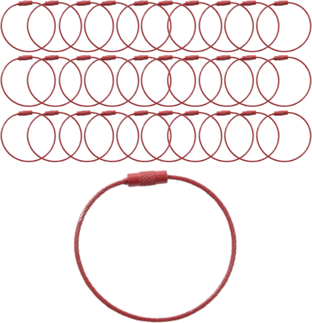 이음모음 와이어 키링 고리, 30개, 레드