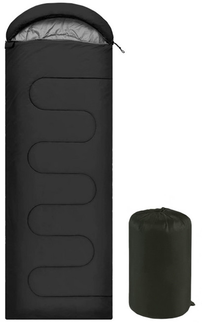 투데이리빙 2400g 초강력 보온 침낭 1인용 경량 겨울 캠핑 용품 동계 초경량 캠핑용품 아웃도어 캠핑용 겨울용 충전재, 1개, 블랙