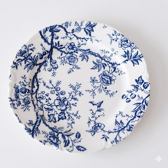플라워 원형접시 빈티지 디저트 플레이트 20.5cm