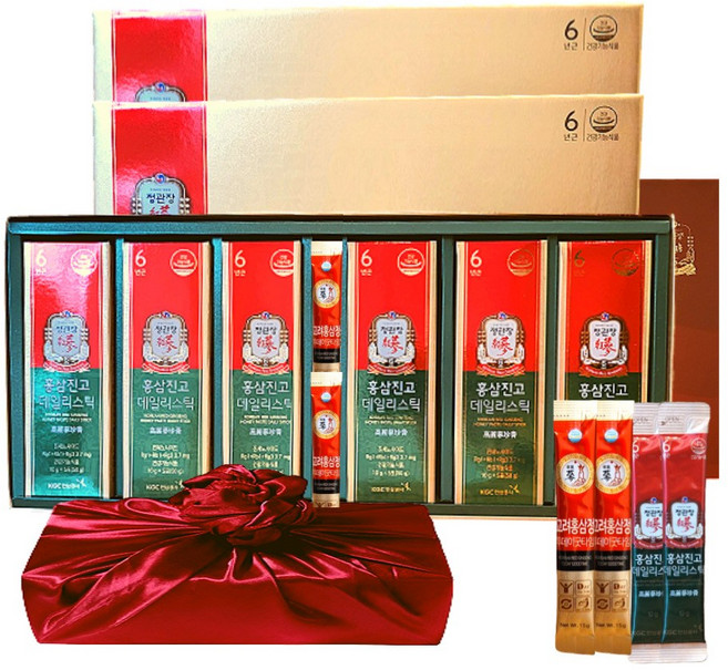 정관장 6년근 홍삼정 에브리타임 홍삼진고 스틱 60세트(홍삼농축액 함량) 600ml +쇼핑백 추석 명절 부모님 골프 여행 선물세트 60정 60정 600ml, 2박스, 30정