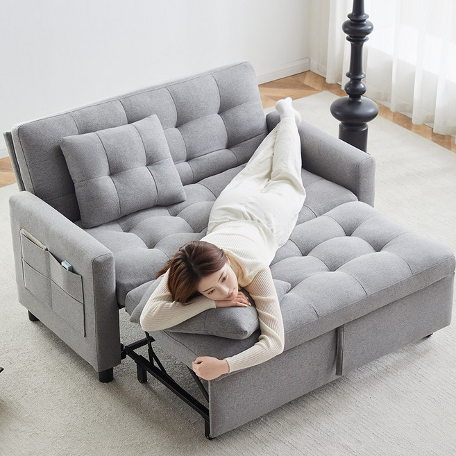 Arcbliss 패브릭 확장형 소파베드 + 쿠션 2p 세트 방문설치, 라이트그레이 (Light Gray)