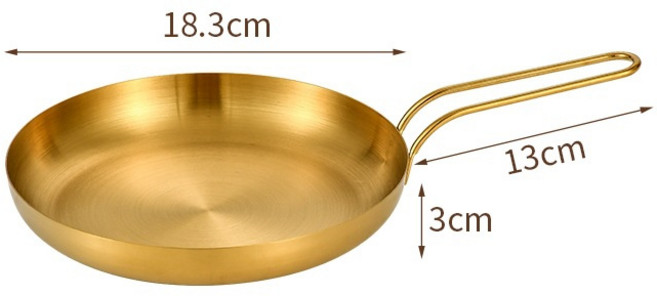스텐 스테이크 접시 냄비 후라이팬 소 프라이팬 손잡이 스테이크접시 야외 캠핑접시, 금, 손잡이가있는 18Cm, 1개