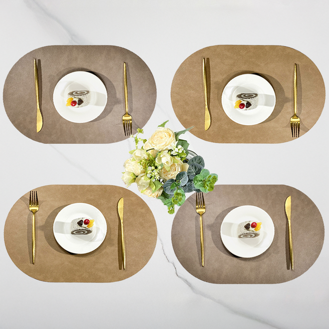 엘빈리빙 더스티 라운드 양면 식탁매트 4p 세트, 1세트, 45*30cm, C set