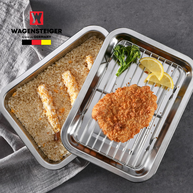 스텐 사각트레이 돈까스망 튀김받침대 바트 세트