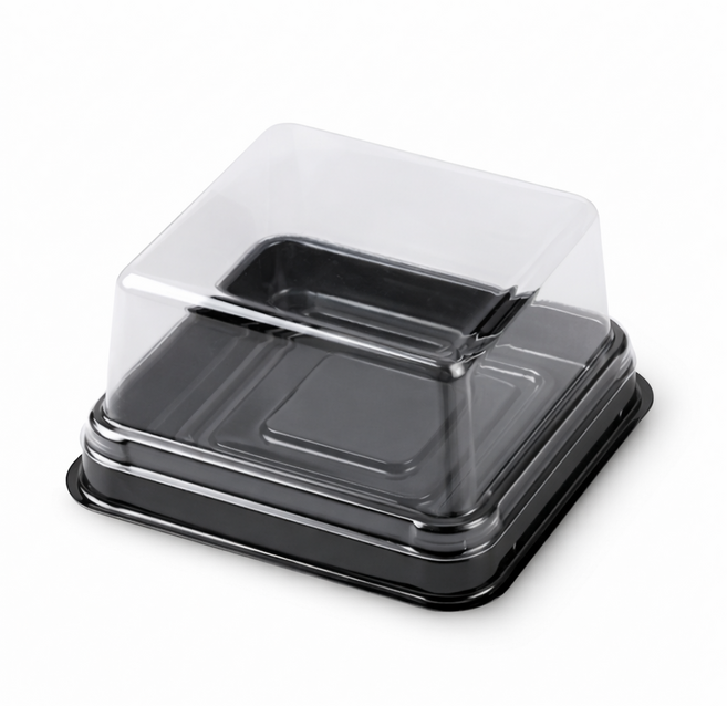 고이담100P 세트 투명 사각 화과자 월병 떡 두쫀쿠 포장 용기 PET 케이스, 100개, 사각 대형 블랙